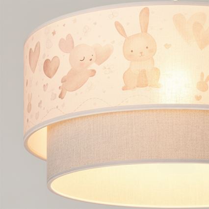 Brilagi - Suspension LED pour enfants sur câble BOBO 1xE27/10W/230V Ø 40 cm crème/gris à motifs lapins