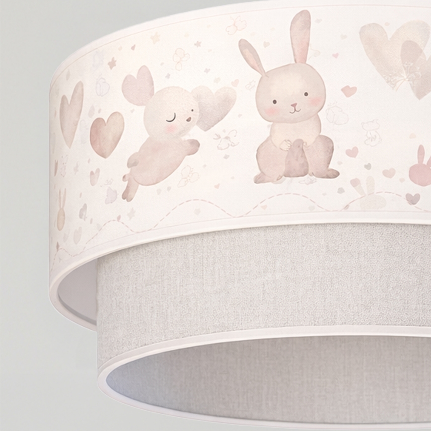 Brilagi - Suspension LED pour enfants sur câble BOBO 1xE27/10W/230V Ø 40 cm crème/gris à motifs lapins