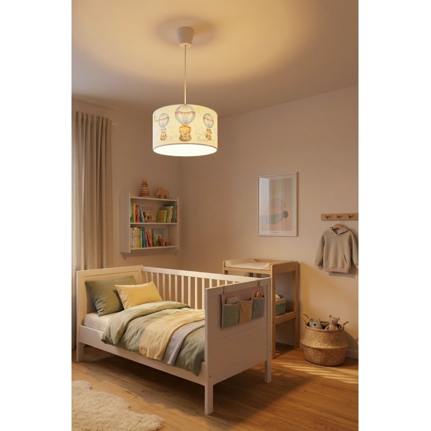 Brilagi - Suspension LED pour chambre d'enfant BOBO 1xE27/60W/230V Ø 35 cm blanche à motifs animaux