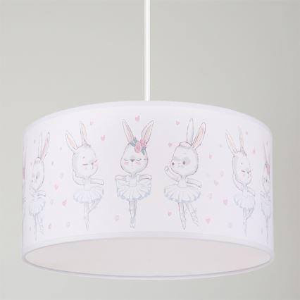 Brilagi - Suspension LED pour chambre d'enfant BOBO sur câble 1xE27/10W/230V Ø 35 cm blanc/motifs lapins