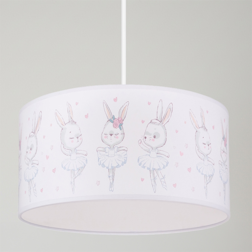 Brilagi - Suspension LED pour chambre d'enfant BOBO sur câble 1xE27/10W/230V Ø 35 cm blanc/motifs lapins