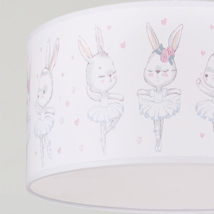 Brilagi - Suspension LED pour chambre d'enfant BOBO sur câble 1xE27/10W/230V Ø 35 cm blanc/motifs lapins