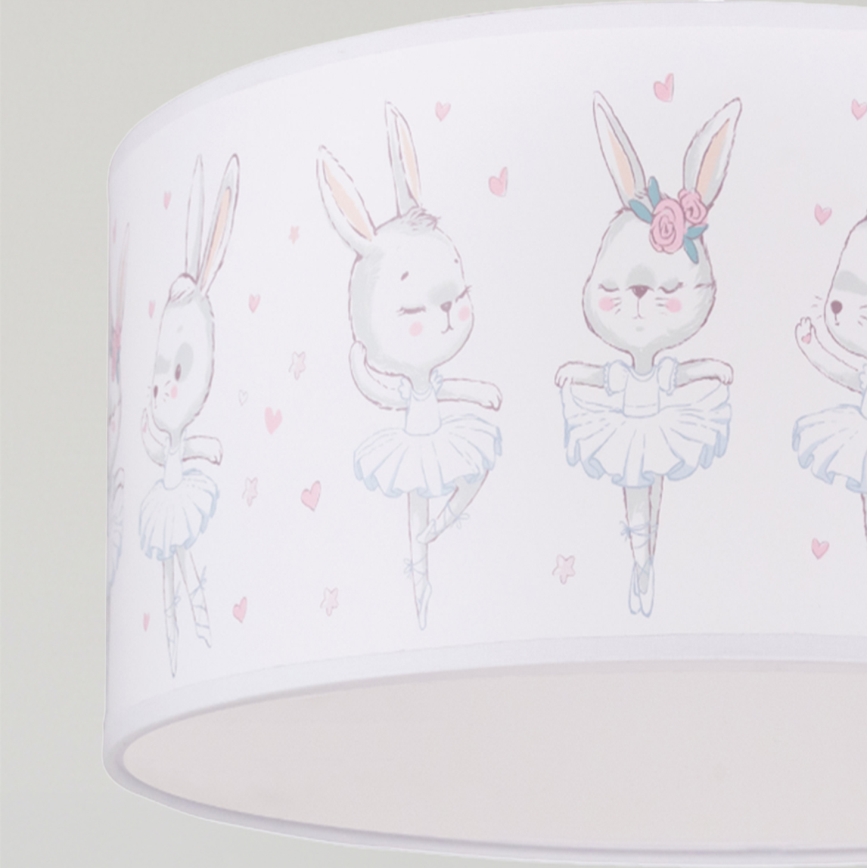 Brilagi - Suspension LED pour chambre d'enfant BOBO sur câble 1xE27/10W/230V Ø 35 cm blanc/motifs lapins