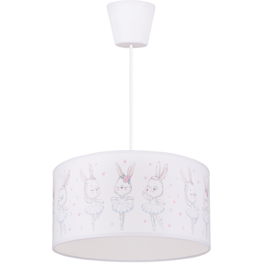 Brilagi - Suspension LED pour chambre d'enfant BOBO sur câble 1xE27/60W/230V Ø 35 cm blanc/motifs lapins