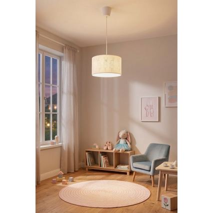 Brilagi - Suspension LED pour chambre d'enfant BOBO sur câble 1xE27/60W/230V Ø 35 cm blanc/motifs lapins