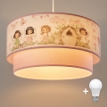 Brilagi - Suspension LED pour enfant à câble BOBO 1xE27/10W/230V Ø 40 cm rose/fées