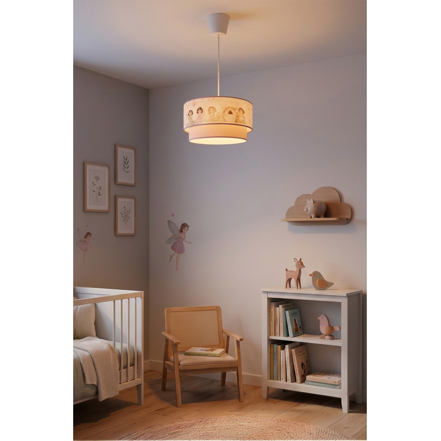 Brilagi - Suspension LED pour enfant à câble BOBO 1xE27/10W/230V Ø 40 cm rose/fées