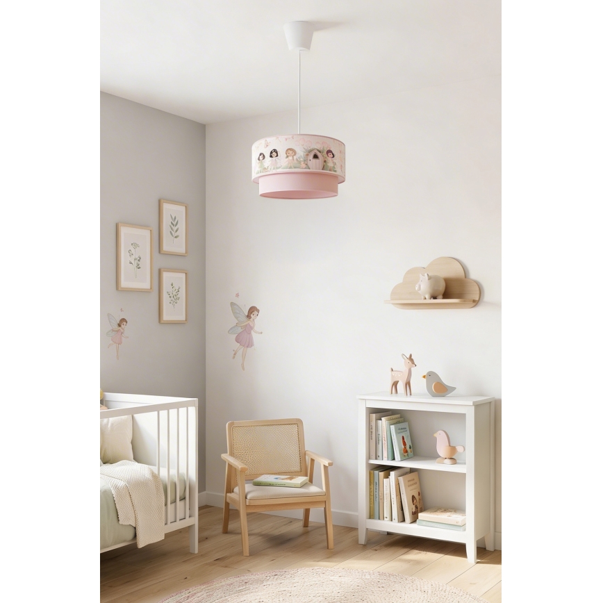 Brilagi - Suspension LED pour enfant à câble BOBO 1xE27/10W/230V Ø 40 cm rose/fées