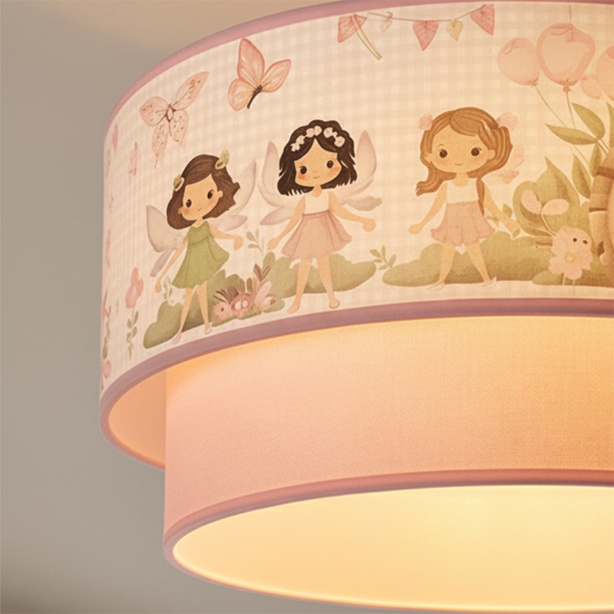 Brilagi - Suspension LED pour enfant à câble BOBO 1xE27/10W/230V Ø 40 cm rose/fées