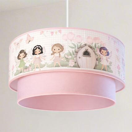 Brilagi - Suspension LED pour enfant à câble BOBO 1xE27/10W/230V Ø 40 cm rose/fées