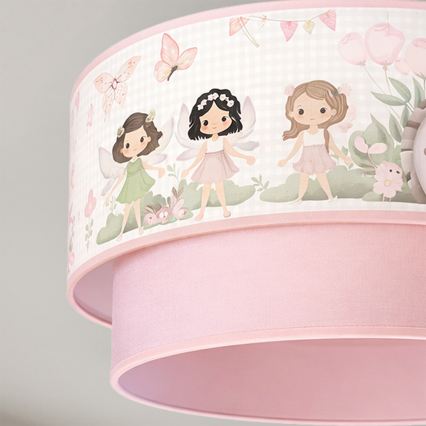 Brilagi - Suspension LED pour enfant à câble BOBO 1xE27/10W/230V Ø 40 cm rose/fées