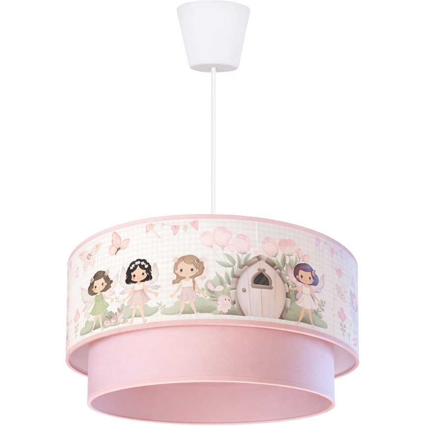 Brilagi - Suspension LED pour enfant à câble BOBO 1xE27/60W/230V Ø 40 cm rose/fées