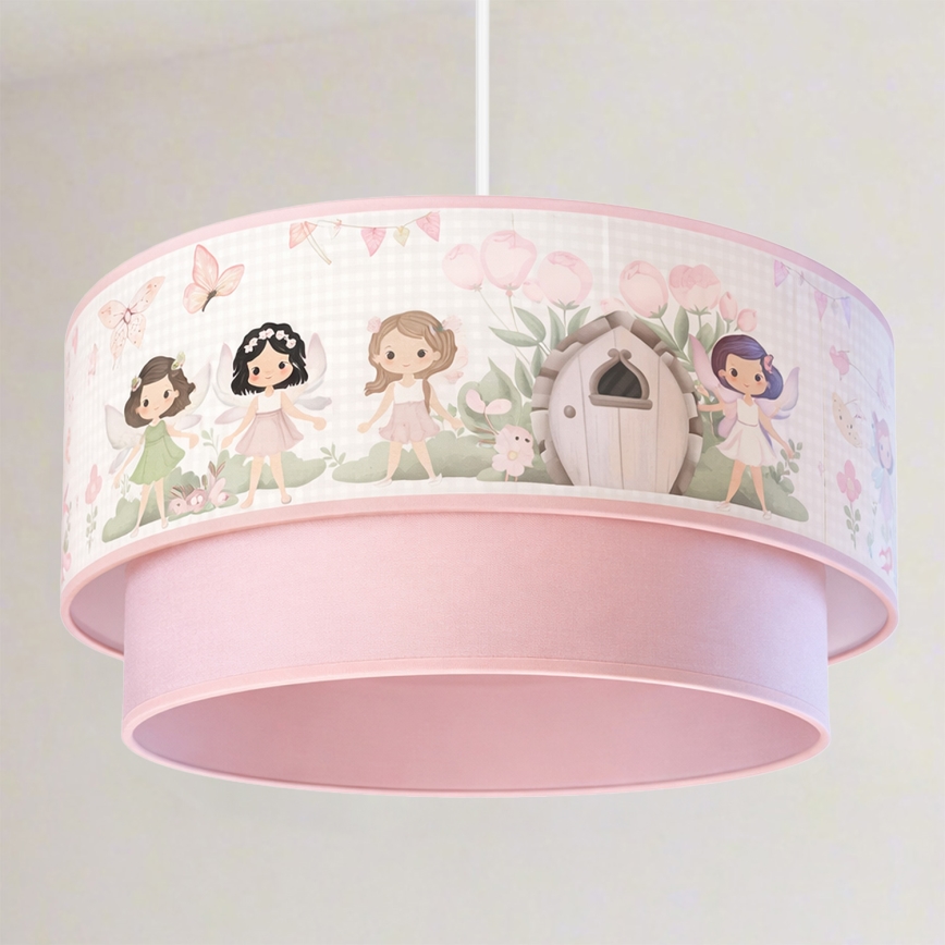 Brilagi - Suspension LED pour enfant à câble BOBO 1xE27/60W/230V Ø 40 cm rose/fées
