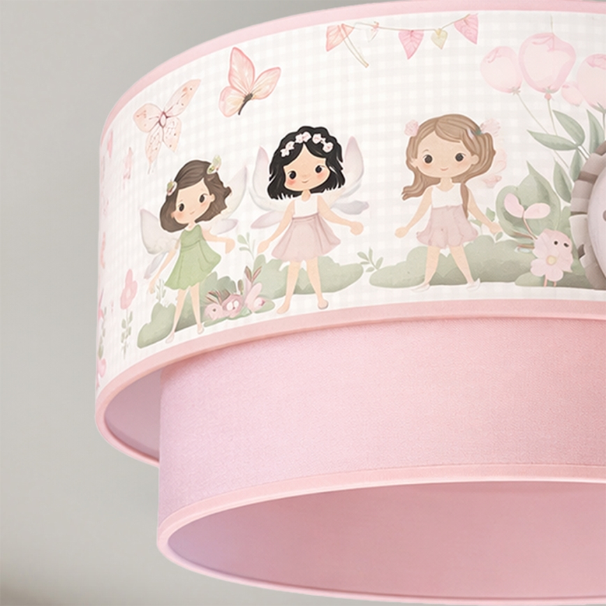 Brilagi - Suspension LED pour enfant à câble BOBO 1xE27/60W/230V Ø 40 cm rose/fées