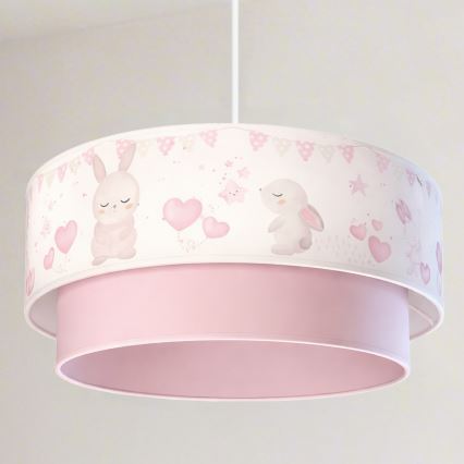 Brilagi - Suspension LED pour enfants sur câble BOBO 1xE27/60W/230V Ø 40 cm crème/rose/motifs lapins