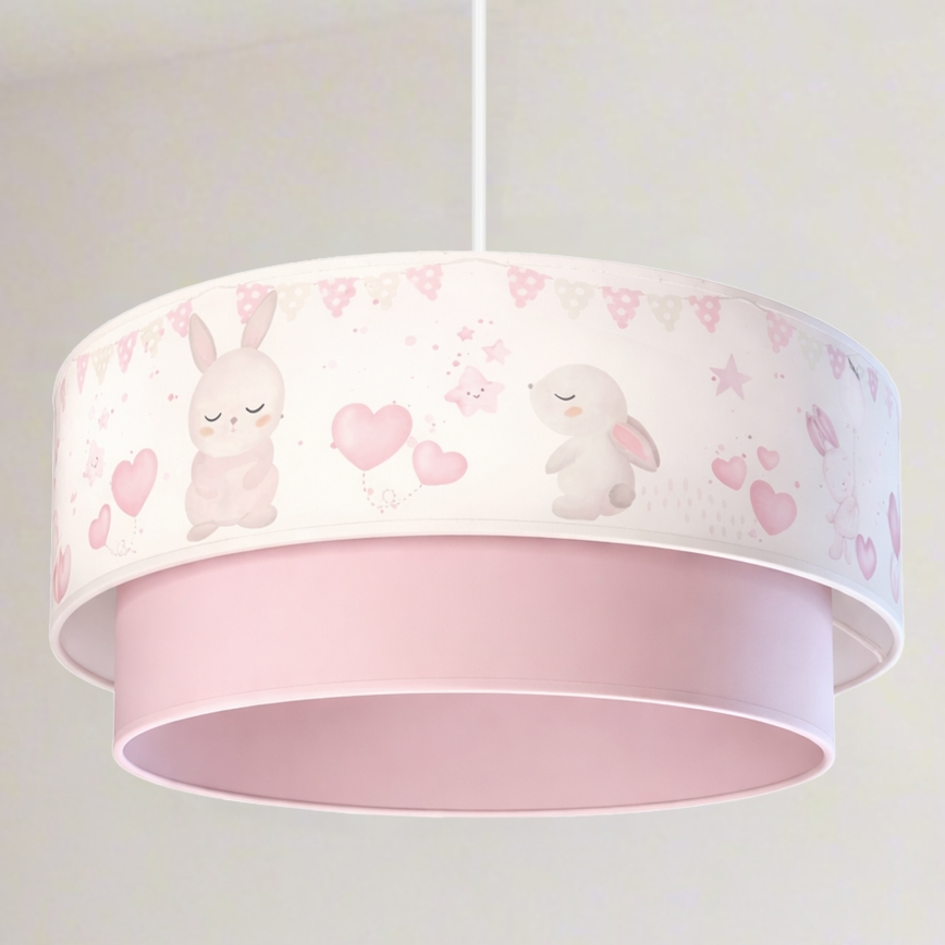 Brilagi - Suspension LED pour enfants sur câble BOBO 1xE27/60W/230V Ø 40 cm crème/rose/motifs lapins