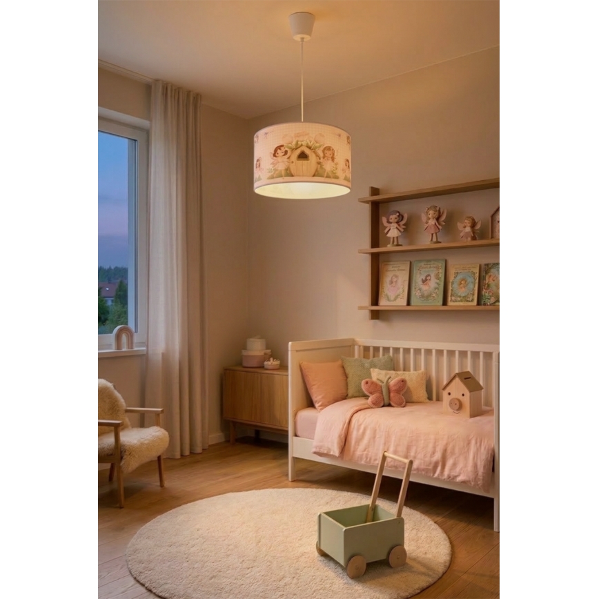 Brilagi - Suspension LED pour enfant BOBO sur câble 1xE27/10W/230V Ø 35 cm, rose à motifs fées