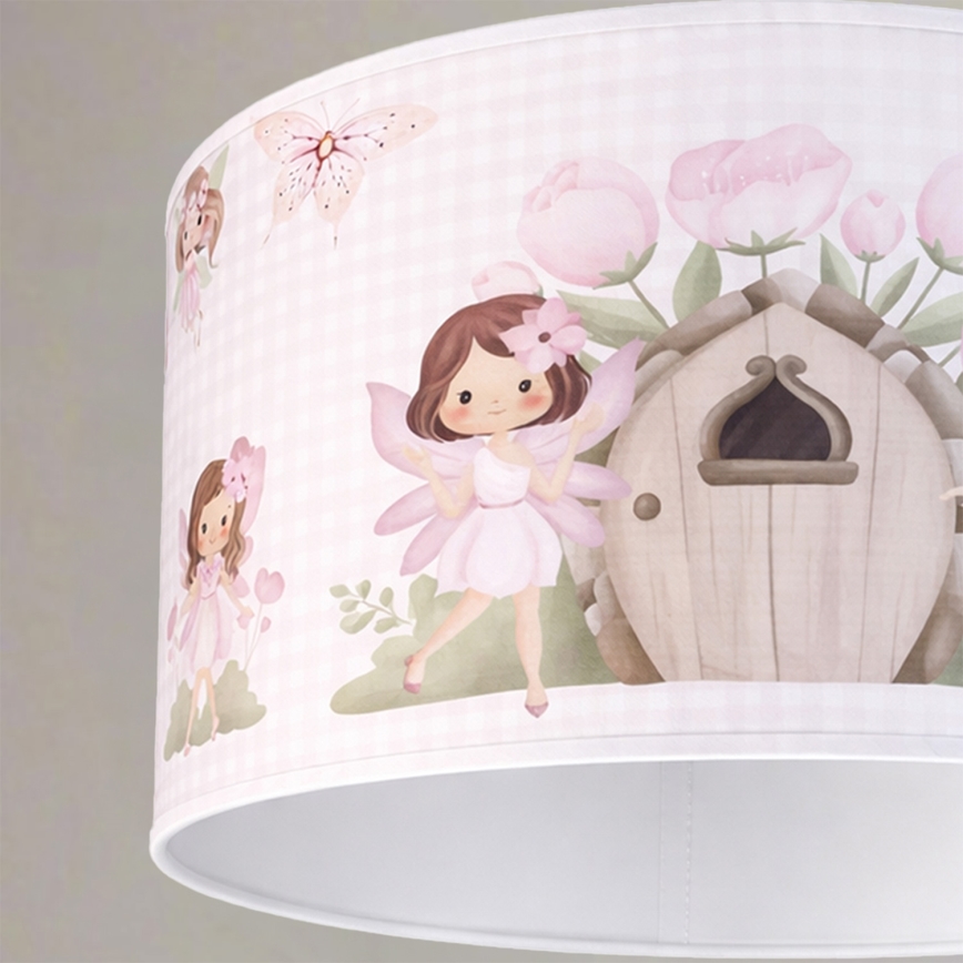 Brilagi - Suspension LED pour enfant BOBO sur câble 1xE27/10W/230V Ø 35 cm, rose à motifs fées