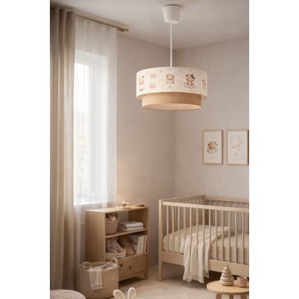 Brilagi - Suspension LED pour enfant sur câble BOBO 1xE27/10W/230V pr. 40 cm blanc/beige/motif oursons