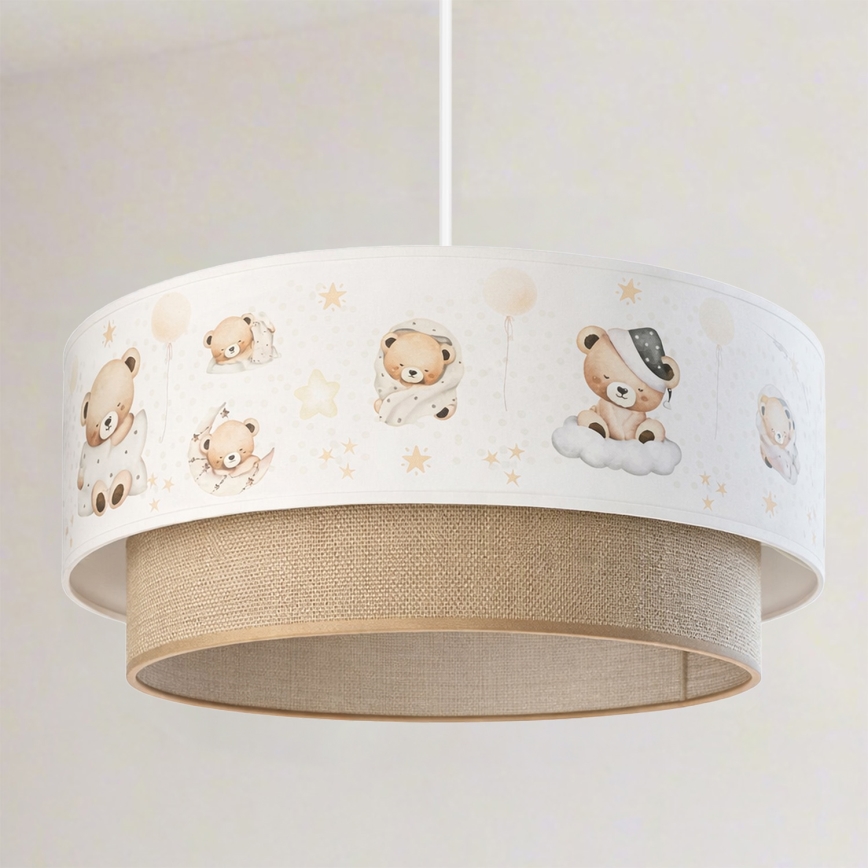 Brilagi - Suspension LED pour enfant sur câble BOBO 1xE27/10W/230V pr. 40 cm blanc/beige/motif oursons