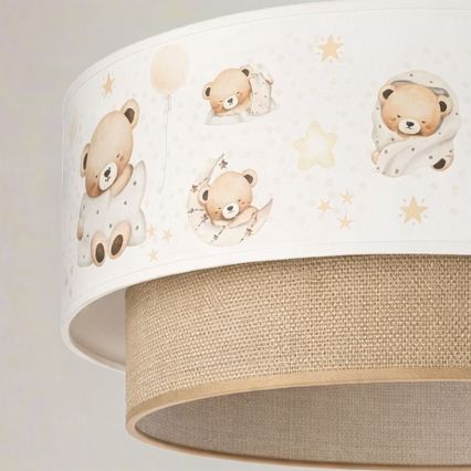 Brilagi - Suspension LED pour enfant sur câble BOBO 1xE27/10W/230V pr. 40 cm blanc/beige/motif oursons