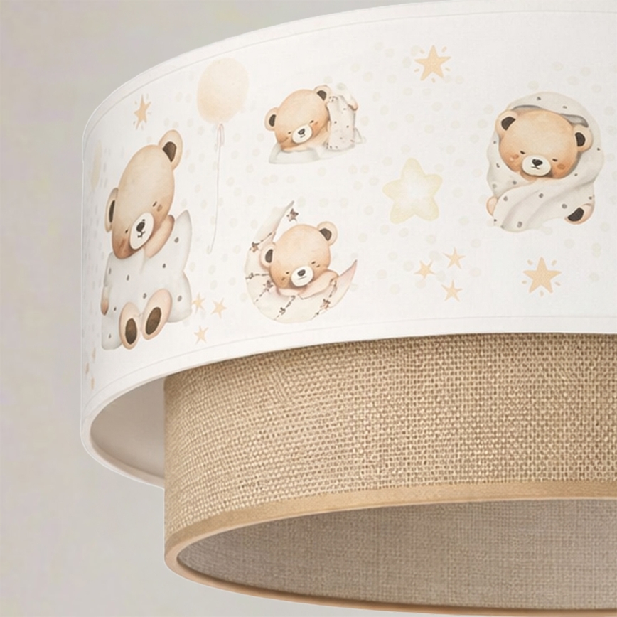 Brilagi - Suspension LED pour enfant sur câble BOBO 1xE27/10W/230V pr. 40 cm blanc/beige/motif oursons
