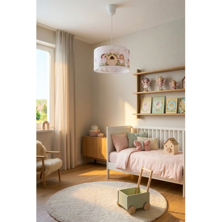 Brilagi - Suspension LED pour enfant BOBO sur câble 1xE27/60W/230V Ø 35 cm, rose à motifs fées