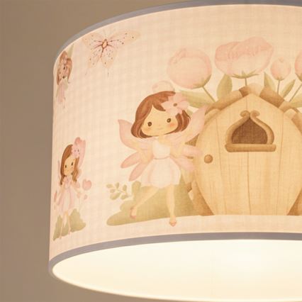 Brilagi - Suspension LED pour enfant BOBO sur câble 1xE27/60W/230V Ø 35 cm, rose à motifs fées