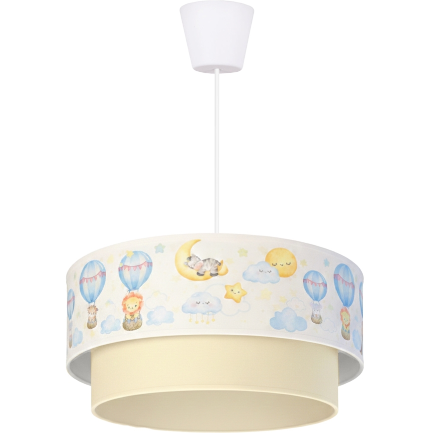 Brilagi - Suspension LED pour enfants sur câble BOBO 1xE27/10W/230V Ø 40 cm blanc/beige/motif animaux