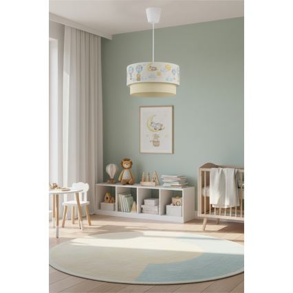 Brilagi - Suspension LED pour enfants sur câble BOBO 1xE27/10W/230V Ø 40 cm blanc/beige/motif animaux