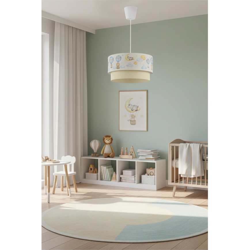 Brilagi - Suspension LED pour enfants sur câble BOBO 1xE27/10W/230V Ø 40 cm blanc/beige/motif animaux