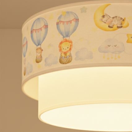 Brilagi - Suspension LED pour enfants sur câble BOBO 1xE27/10W/230V Ø 40 cm blanc/beige/motif animaux