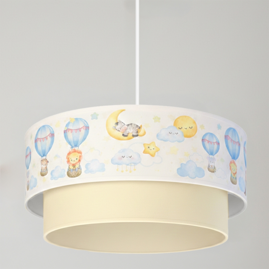 Brilagi - Suspension LED pour enfants sur câble BOBO 1xE27/10W/230V Ø 40 cm blanc/beige/motif animaux