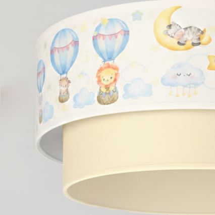Brilagi - Suspension LED pour enfants sur câble BOBO 1xE27/10W/230V Ø 40 cm blanc/beige/motif animaux