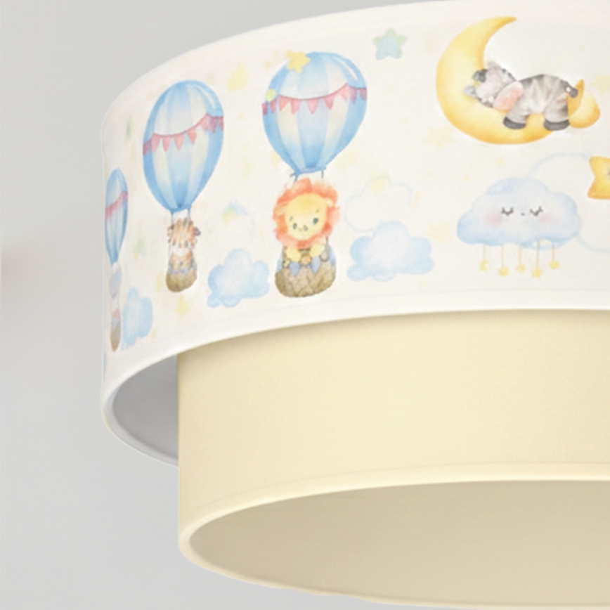 Brilagi - Suspension LED pour enfants sur câble BOBO 1xE27/10W/230V Ø 40 cm blanc/beige/motif animaux