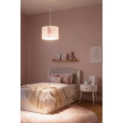Brilagi - Suspension LED pour enfant sur câble BOBO 1xE27/60W/230V Ø 35 cm rose/ballerines