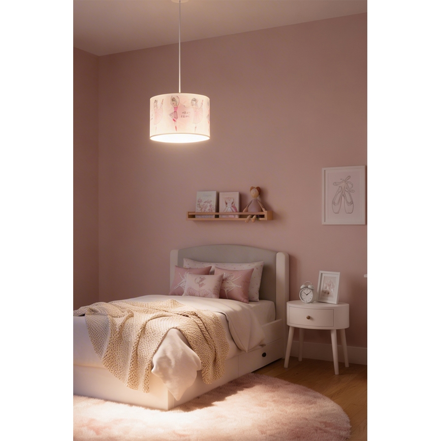 Brilagi - Suspension LED pour enfant sur câble BOBO 1xE27/60W/230V Ø 35 cm rose/ballerines
