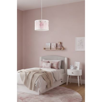 Brilagi - Suspension LED pour enfant sur câble BOBO 1xE27/60W/230V Ø 35 cm rose/ballerines