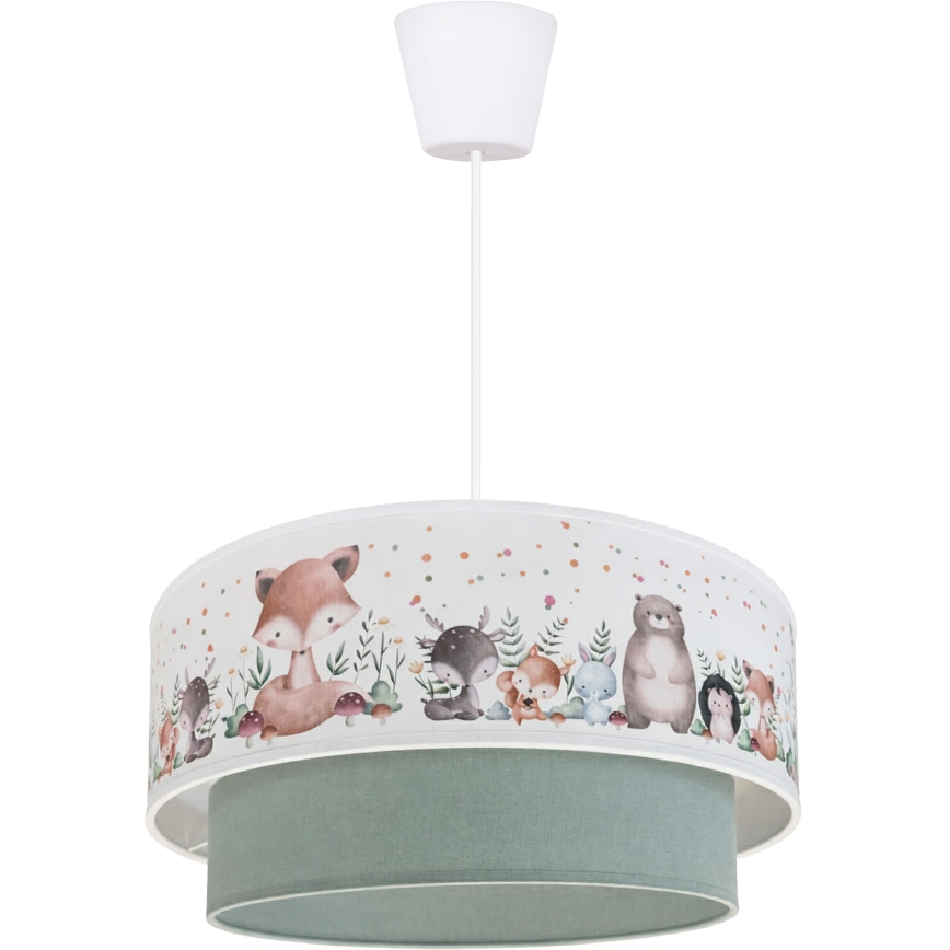 Brilagi - Suspension LED pour enfant sur câble BOBO 1xE27/60W/230V Ø 40 cm blanc/vert/motifs animaux