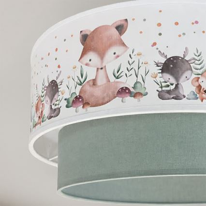 Brilagi - Suspension LED pour enfant sur câble BOBO 1xE27/60W/230V Ø 40 cm blanc/vert/motifs animaux