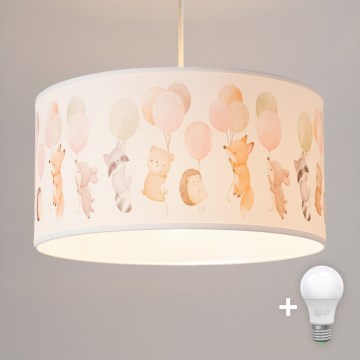 Brilagi - Suspension LED pour enfants BOBO à cordon 1xE27/10W/230V Ø 35 cm blanc/motifs animaux