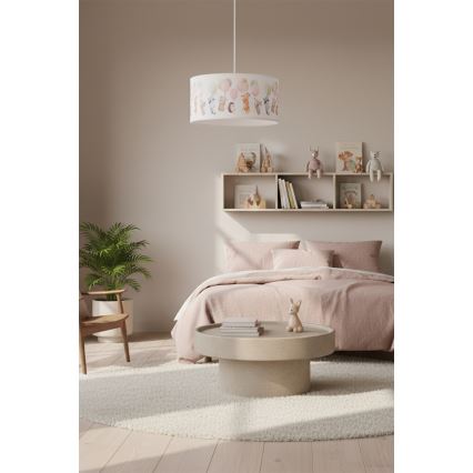 Brilagi - Suspension LED pour enfants BOBO à cordon 1xE27/60W/230V Ø 35 cm blanc/motifs animaux