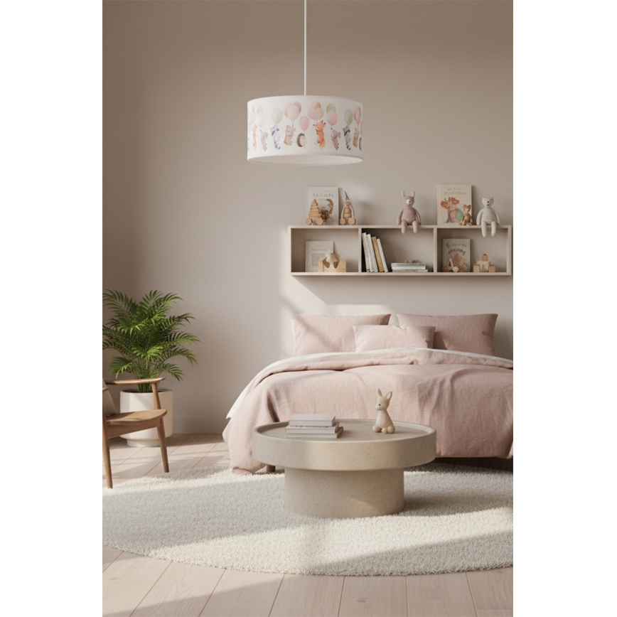 Brilagi - Suspension LED pour enfants BOBO à cordon 1xE27/60W/230V Ø 35 cm blanc/motifs animaux
