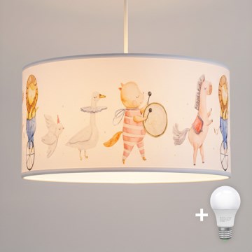Brilagi - Suspension LED pour enfants BOBO sur câble 1xE27/10W/230V Ø 35 cm blanc/motifs animaux