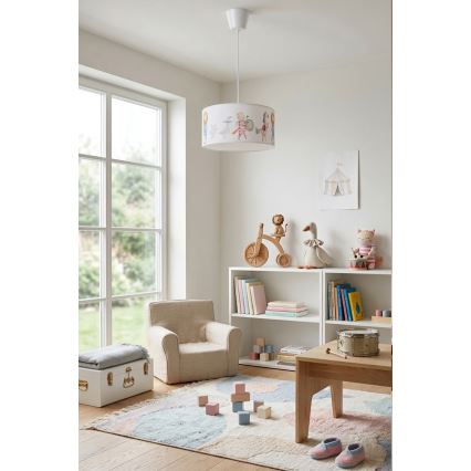 Brilagi - Suspension LED pour enfants BOBO sur câble 1xE27/10W/230V Ø 35 cm blanc/motifs animaux