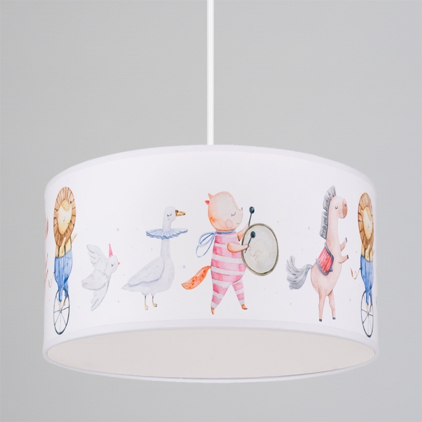 Brilagi - Suspension LED pour enfants BOBO sur câble 1xE27/10W/230V Ø 35 cm blanc/motifs animaux