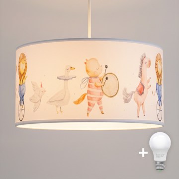 Brilagi - Suspension LED pour enfants BOBO sur câble 1xE27/60W/230V Ø 35 cm blanc/motifs animaux