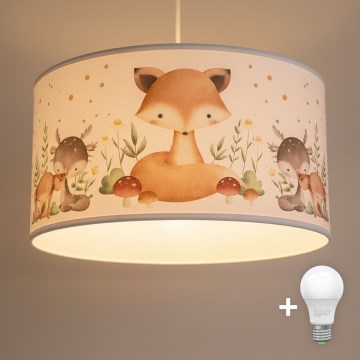 Brilagi - Suspension LED pour enfants sur câble BOBO 1xE27/10W/230V Ø 35 cm blanc à motifs animaux