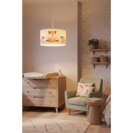 Brilagi - Suspension LED pour enfants sur câble BOBO 1xE27/10W/230V Ø 35 cm blanc à motifs animaux