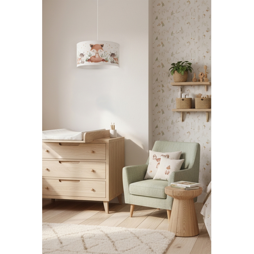 Brilagi - Suspension LED pour enfants sur câble BOBO 1xE27/10W/230V Ø 35 cm blanc à motifs animaux